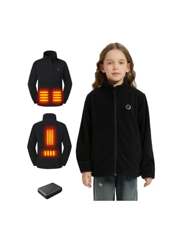 Varmcore Kids Heated Fleece Jacket with Battery 4 Heat Zones Electric Heating Coat for Boys Girls Winter Gift