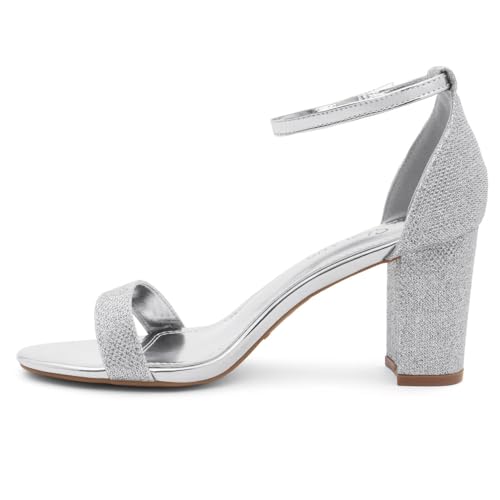 Image of Shoe Land Low Chunky Heels for Women Open Toe Ankle Strap Block Heel Sandals 3 Inch Dressy Heels for Wedding Party Date Night