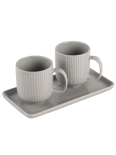 Image of miah decor Ceramic Coffee Mugs Set with Serving Platter, Handmade Stoneware