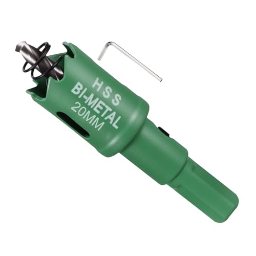 METALLIXITY Bi-Metal Hole Saw 25/32", M42 HSS Circular Head 20mm Hole Cutter with Center Drill Bit - for Thick Stainless Steel Hard Steel Sheet, Green
