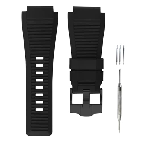 unilabo Rubber Watch Band Compatible for Bell & Ross B&R BR-01 BR01 BR-03 BR03 Diver Silicone Strap Replacement for men and women wirst watchband (Black Buckle)