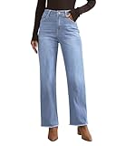 Vetinee High Waisted Straight Leg Jeans High Waisted Straight Jeans for Women Ice Blue Large Fits US Size 12 to 14