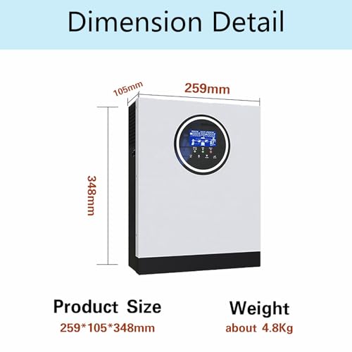 GESAIDES 3KW 24VDC On/Off-Grid Solar Hybrid Inverter AC220V Two Load Output Power MPPT 80A Solar Charger Max PV Power 3000W Input