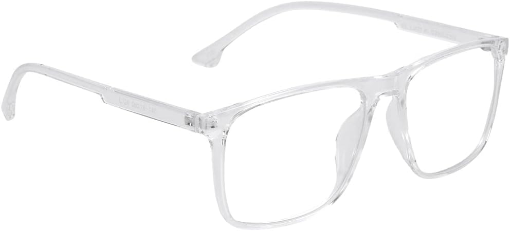 Fairydot Opticals BLU | Zero Power Blue Cut Computer Glasses | Anti Glare, Lightweight & Blocks Harmful Rays | UV Protection Specs | Men & Women (BLACK/BLUE) (TRANSPARENT), TRANSPARENT, M