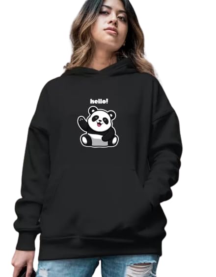 Panda Long Sleeve Fleece Hoodie Sweater Pullover Hoodie for Women-image-39