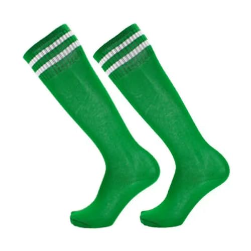 ZERAOKE 2 Pair Thick Non-Slip Knee-High Sports Socks for Men Women,Running Game Athletic Soccer Socks with Extra Cushion-Green-Children