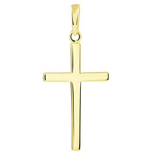 Jewelry America 14K Solid Yellow Gold Classic Plain Religious Cross Pendant