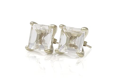 Boucles d'oreilles argent quartz clair hypoallergéniques fait main
