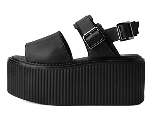 T.U.K. Black Brush-Off Stratocreeper Sandals for Women, High Platform Creeper Sandal4