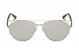 GMAT Retro Vintage Mirrored Aviator Sunglasses Metal Frame Classic Style (Silver Frame Silver, Grey)