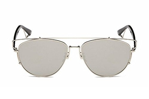 GMAT Retro Vintage Mirrored Aviator Sunglasses Metal Frame Classic Style (Silver Frame Silver, Grey)