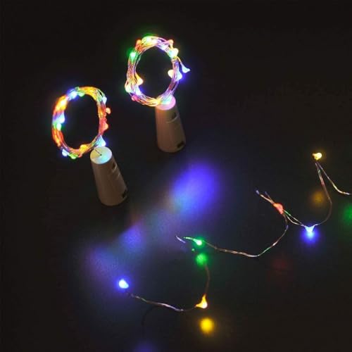 Image of Zilloquil 20 LED Wine Bottle Cork Copper Wire String Lights, 2M Battery Operated Perfect for Home Decoration, Party, Living Room, Bedroom, Dining Room, Decor Light (Multi, Pack of 5)