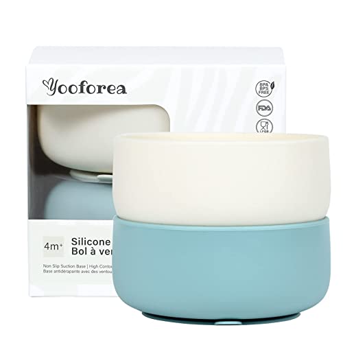 Image of YOOFOREA Platinum Silicone Suction Bowls, 2 PC set for Baby Led Weaning I First Stage Bowls for Toddler Infant Baby I 100% Food Grade Silicone I Dishwasher, Microwave, Oven Safe I BPA BPS PVC Free