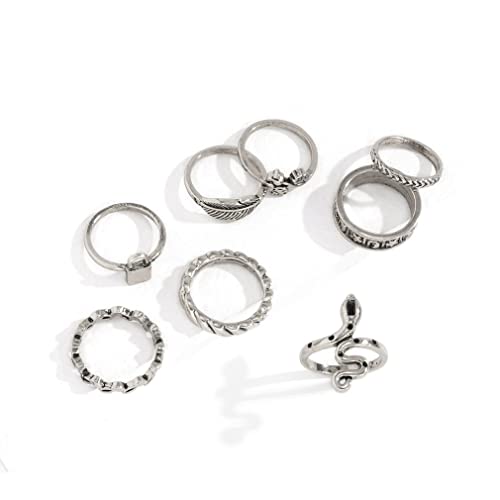 CloverGorge Ensemble de bagues empilables et réglables en forme de feuille avec fermoir serpent Cover