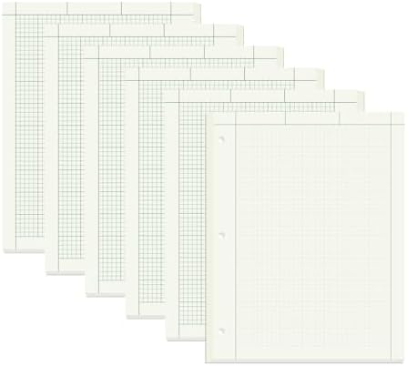 suituts 6 Pads Engineering Paper Notebook, Engineering Computation Pad, 8.5X11 Inch Engineering Graph Paper,3-Hole Punched, 5X5 Ruling, Total 600 Sheets (Per Pad 100 Sheets)
