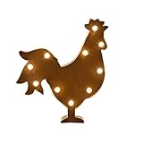 Glitzhome Rusty Marquee LED Lighted Rooster Sign Wall Decor Battery Operated