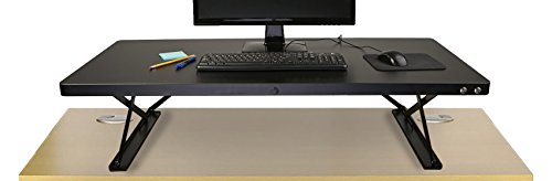 Mind Reader Standing Computer Desk, Height Adjustable Desk Converter, Sit and Stand Desk, Electric Powered, Monitor Riser for Dual Monitors, Black