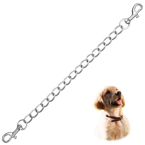 Heclia Dog Collar Safety Clip Stainless Steel Backup for Prong Collars Escape-Proof Double Ended Connector for Dog Harness Metal Attachment for Outdoor Adventures Training Chain Leash Connector