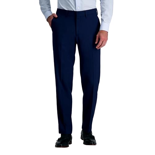 Haggar Men's Premium Comfort Dress Pant-Straight Fit Flat Front (Regular and Big & Tall Sizes), Midnight
