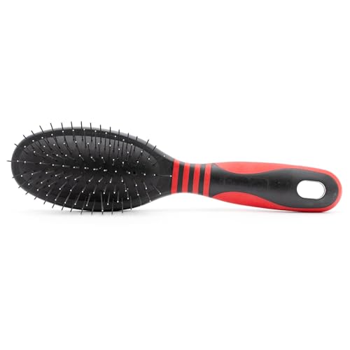 Image of Jeffers Pet Single Sided Pin Brush for Dogs Cats Horses, Patented Pin Pad, Durable Bristles, Detangling Grooming Brush for Medium to Long Hair, Smooth Finish, Tangle Free Coat, Travel Size - Medium