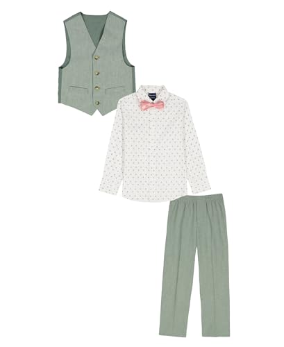 Image of Nautica Boys' 4-piece Formal Suit Set with Vest, Pants, Collared Dress Shirt, and Tie