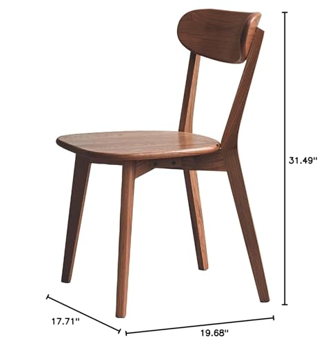 Image of 100% Solid Wood Dining Chairs,Mid Century Modern Dining Chairs with Comfortable Curved Backrest,Wood Chairs for Kitchen,Dining Room (1, Walnut Color)