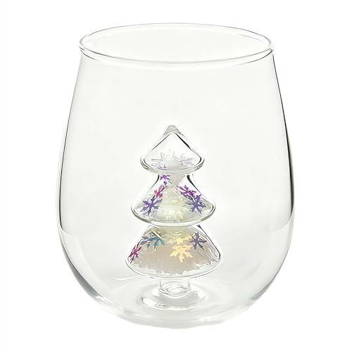 Caneca de vidro de Natal 3D, caneca de café de Natal, copo de vinho sem talo 3D com figura, copos de Natal para festas de Natal, jantares, bares, restaurantes