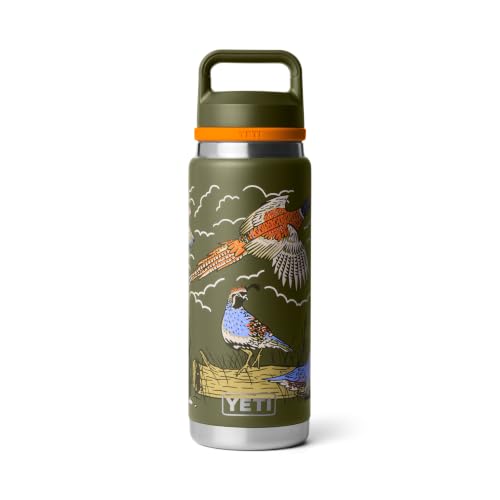 Image of YETI Rambler 26 oz Bottle, Leakproof, Vacuum Insulated, Stainless Steel with Chug Cap, Upland Bird Olive