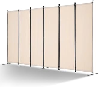 VEVOR Room Divider, 6 Panels Room Divider, Folding Privacy Screen and Portable Partition Divider for Room Separation, Freestanding Room Partitions for Office, Bedroom, Study, Beige