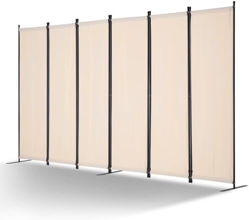 VEVOR Room Divider, 6 Panels Room Divider, Folding Privacy Screen and Portable Partition Divider for Room Separation, Freestanding Room Partitions for Office, Bedroom, Study, Beige