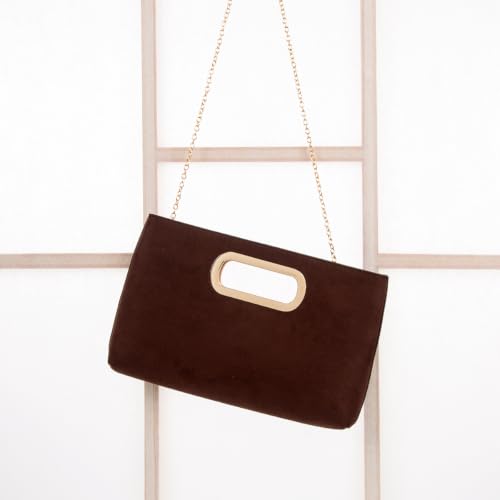 Image of Top Handle Faux Suede Clutch