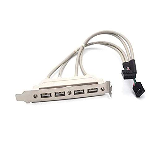 Antrader 4 Ports USB 2.0 Port Slot Plate Adapter Panel Cable Female Screw to Motherboard 9pin Header Panel Mount Cable Copper Extender Cable 30cm Long 2pcs