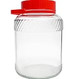 isigno Bote de Cristal Grande con Asa de 5 Litros con Doble Tapa Garrafa de Vidrio de 5 Litros con Asa Perfecto para Alimentos Humedos y Secos Encurtidos Artículos Bidón de Vidrio Resistente