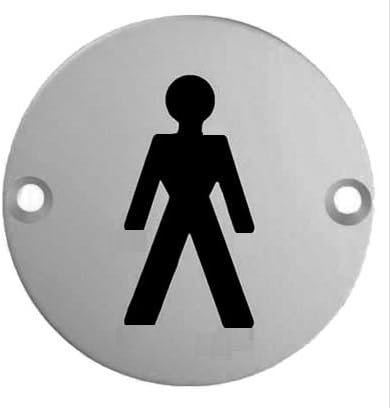 Stainless Steel Door Sign Male Toilet Symbol 75mm