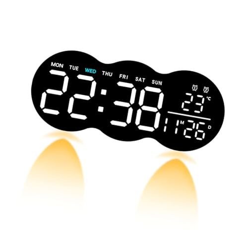 Horloge murale numérique LED grand écran avec télécommande et température - 2
