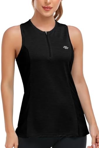 MoFiz Womens Golf Polo Shirts Sleeveless Athletic Tops Activewear Tank Top Black XS