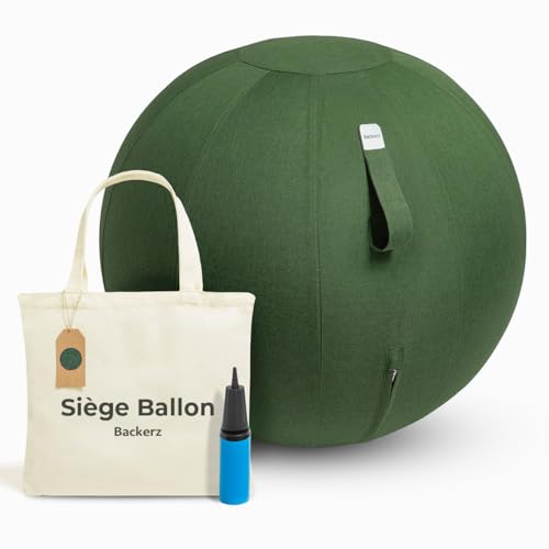 Backerz Siège Ballon 55cm - Balle intérieure PVC Résistante, Capacité 110kg, Caoutchouc, Housse...