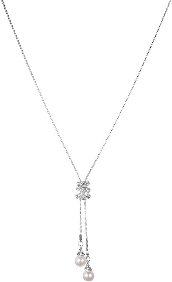 Fancy Long Rhinestone Pearls Drop Pendant Adjustable Long Necklace for Girls & Women - Sweater Chain Pendant Neclace-image-34