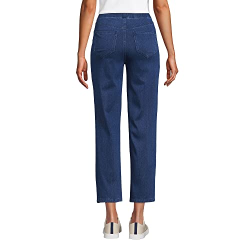 Lands' End Womens Starfish Hr Po Knit Denim Straight Crop Jeans Medium Indigo Regular Medium #TOP1