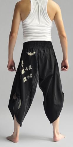 Siam Trendy Men's Japanese Style Pants One Size Black Japanese Design3