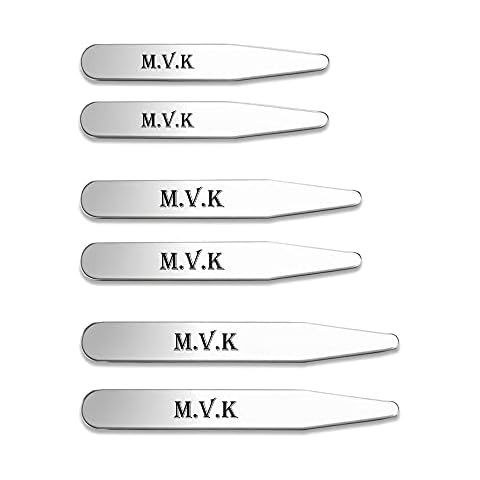 PiericngJak 6Pcs Metall Kragenstäbchen Set mit Gravur Herren Hemd Hemdkragen Stäbchen Edelstahl Kragenstege Collar Stays Personalisierte Geschenke für Männer, 3 Größe Cover