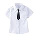 Boys Girls 3-Piece Dress Shirt Set Short Sleeve Turn-Down Collar Shirts with Bow Tie Summer Casual Student School Uniform Outfit Tops Size 2-15 Years