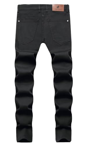 Image of HENGAO Mens Ripped Jeans Stretch Skinny Jeans with Zipper Size 28-48 | Fashion Design, Unique Washed, Button Closure, Distressed Destroyed, Comfort Flex Waist, Moto Biker, Casual Streetwear