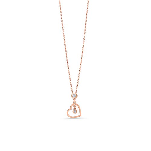 Gem Stone King 14K Rose Gold Round Lab Grown Diamond Heart Shape Necklace for Women | With 18 Inch 14K Rose Gold Chain Round | Fine Jewelry Gifts for Her Mom Women Wife2