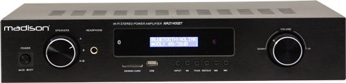 Madison MAD1400BT-BK - Amplificador Hi-Fi con estéreo, color negro