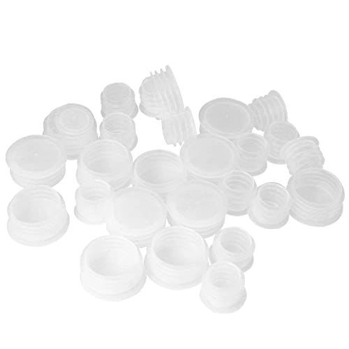 YHXiXi 30PCS (3/4 Inch 1/2 Inch) Round Plastic Salt Shaker Plug Replacement Clear Replacement Stopper Salt and Pepper Shaker Stoppers Pepper Shakers Plugs Round Plastic End Cap for Pots Bottles Pipes
