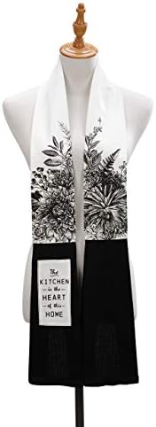 DEMDACOHeart of This Home Black and White Floral 68 inch 100% Cotton Dish Towel Boa
