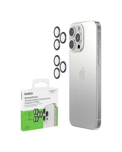Image of Belkin Tempered Glass Camera Lens Protector for Apple iPhone 15 Pro, 15 Pro Max - Case-Compatible Tempered Glass Lens Cover, Apple iPhone Accessories - 2-pack