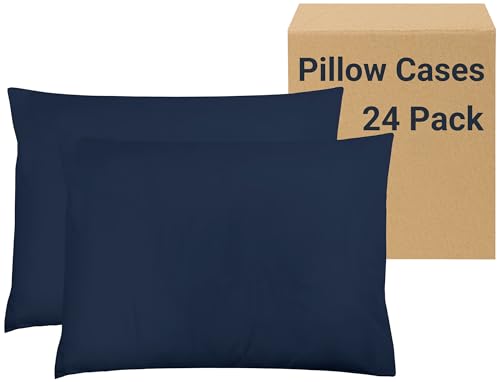 ZPECC Pillow Cases Bulk 24 Pack - King Pillowcases with Envelope Closure, Soft Brushed Microfiber Pillow Cover for Hotel Airb&bs Hospital Bedding Essential, Navy