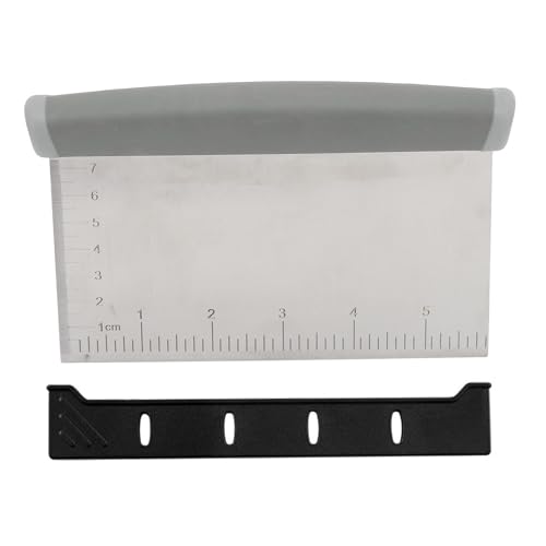 Stainless Steel Dough Scraper, Metal Griddle Chopper Grey Benchs Scraper Knife with Measuring Scale and Cover for Baking